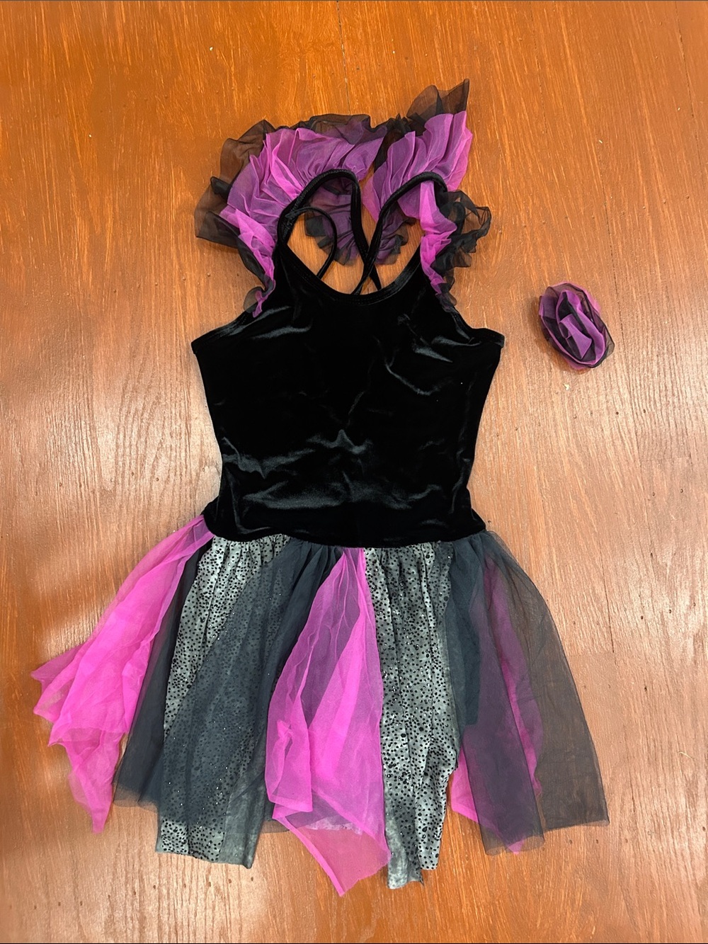 Black and Fuchsia Tulle Dance Costume for Kids